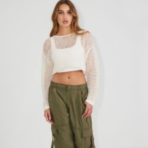 Garage Open-Knit Cropped Sweater - Picture 1 of 3